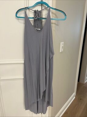 Sleeveless High-Low Halter Dress in Light Gray